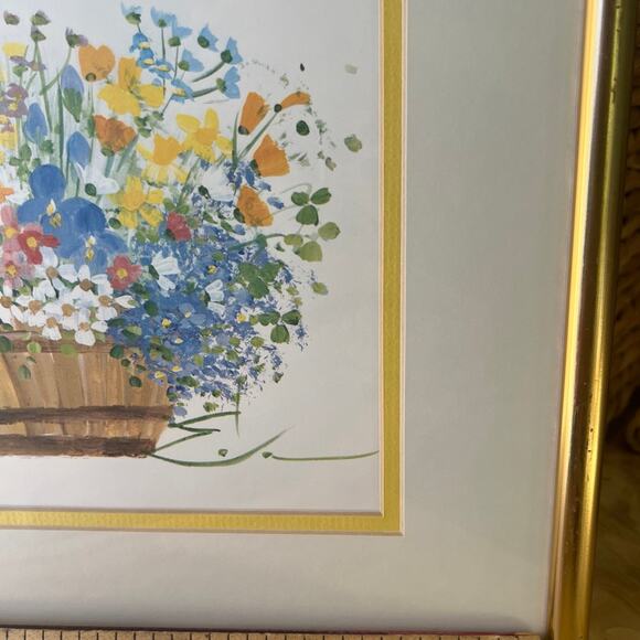 Framed artwork floral basket numbered and signed - Picture 5 of 6